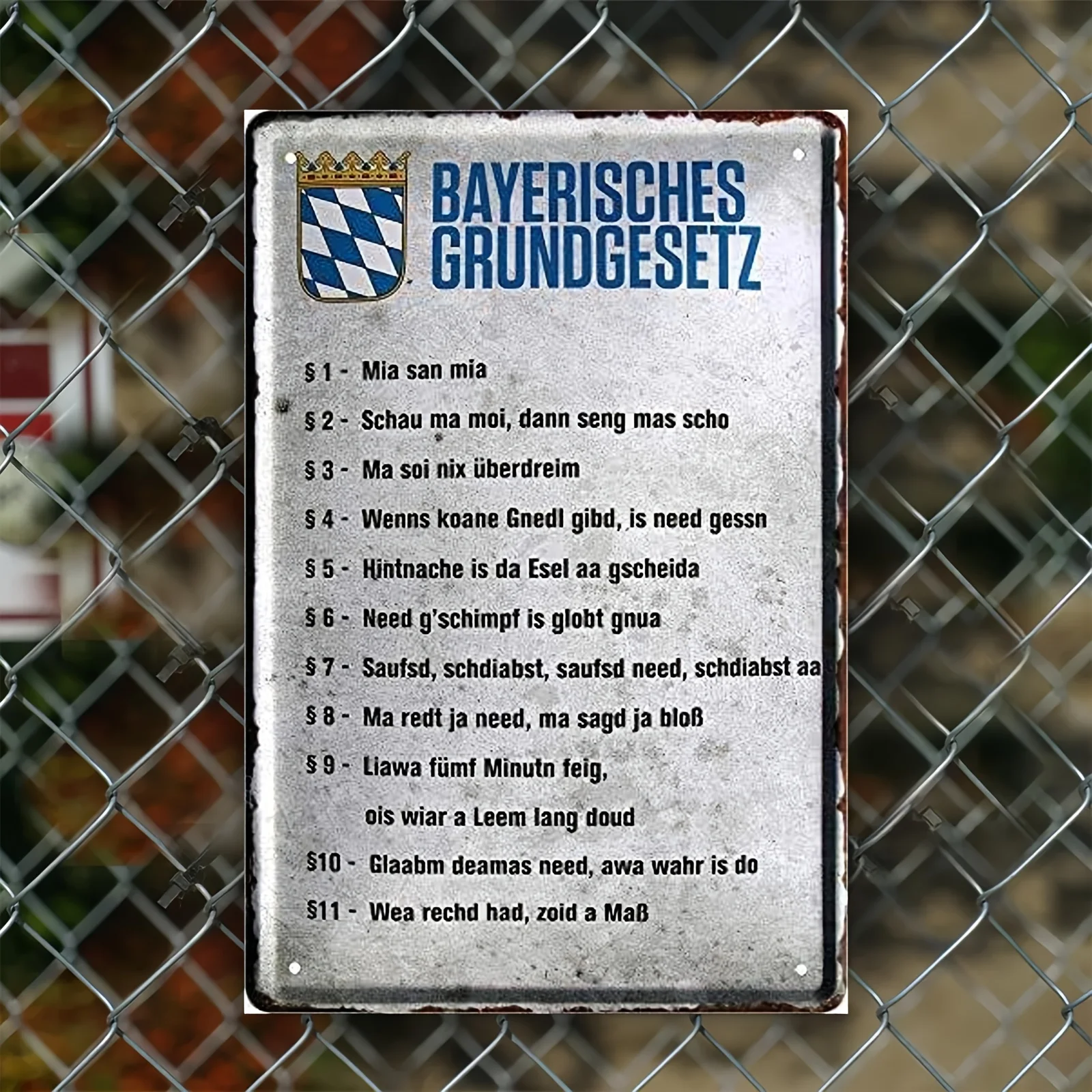 Bavarian Pride Metal Sign - Humorous German Proverb Wall Decor with Flag & Badge Design, , Frameless, Perfect Gift for Birthdays