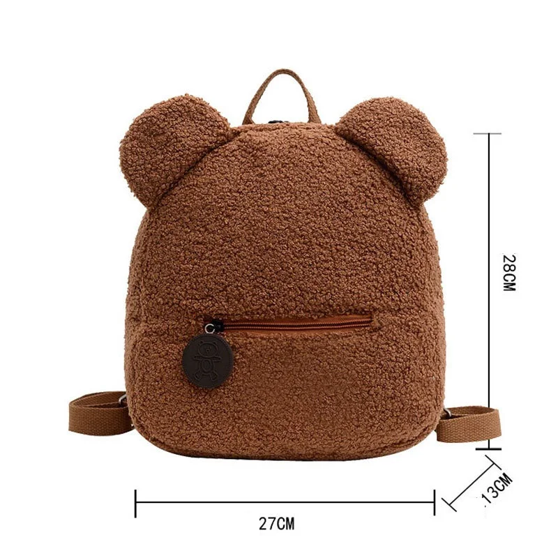 Mochila bordada personalizada, bolso de hombro de oso de peluche, mochila para niños, Mini mochila escolar de felpa suave de Animal lindo