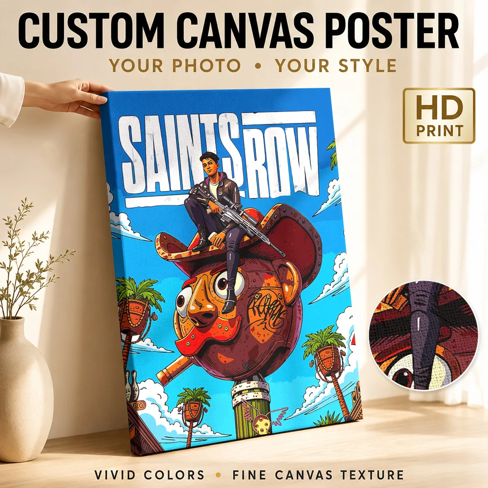Saints Row Game Canvas Painting Poster Personalized Photo Gaming Anime Canvas Wall Art for Game Room Decor Gift for Collectors