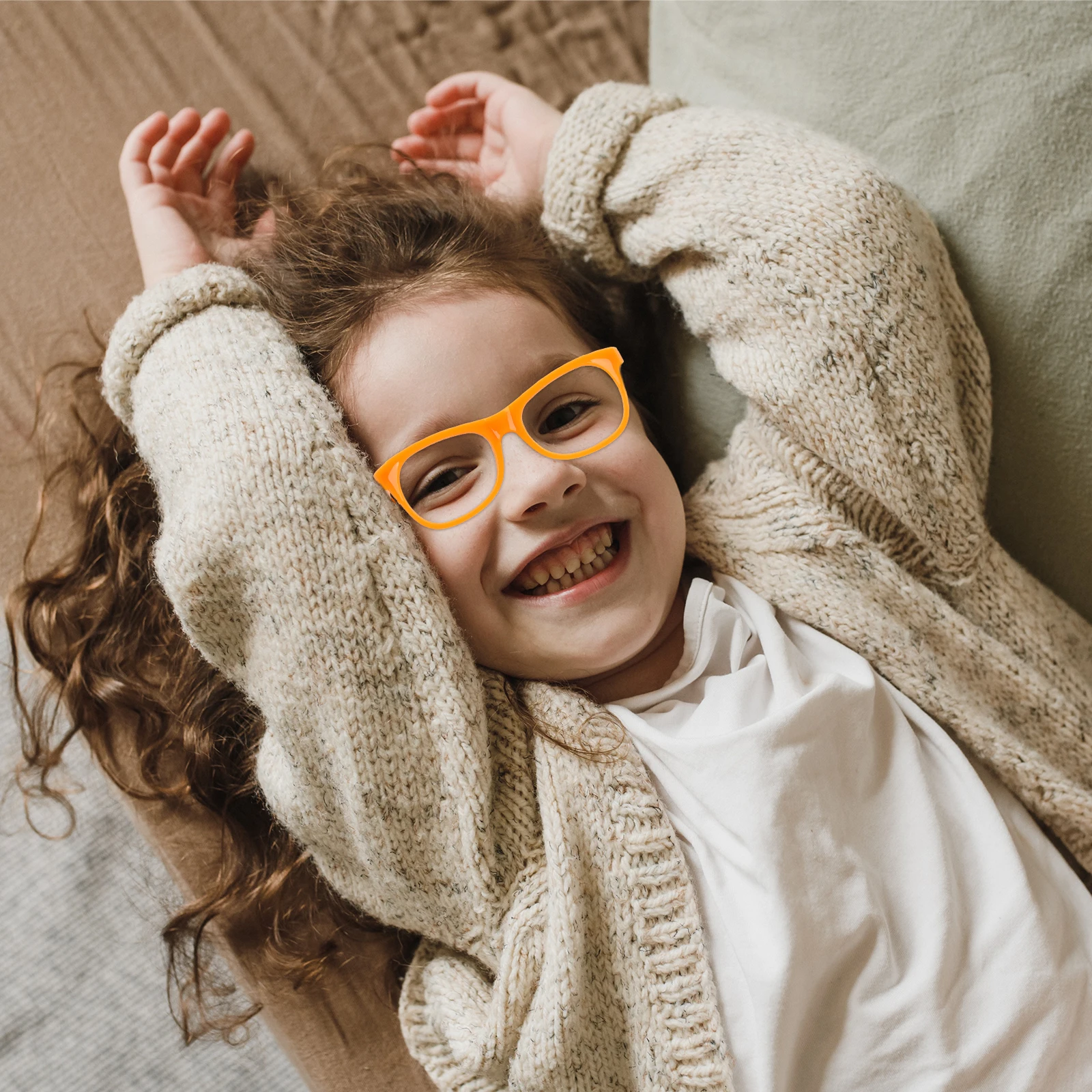 

12 Kids Glasses Frame Orange Lightweight Novelty Sunglasses Photo Props cosplay Halloween Birthday Decorative Eyewear