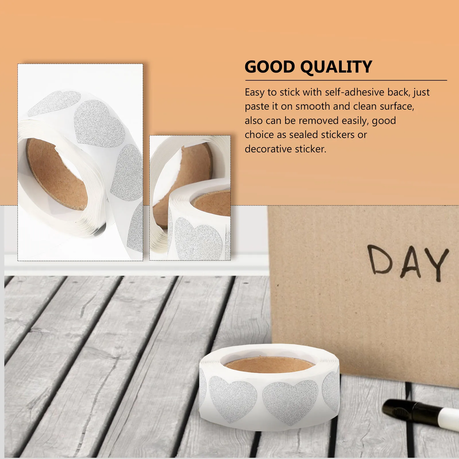 

300pcs 2 Rolls Heart Shaped Stickers Sealing Labels for Envelopes Gifts DIY Crafts Valentine Round Cartoon Label Stickers