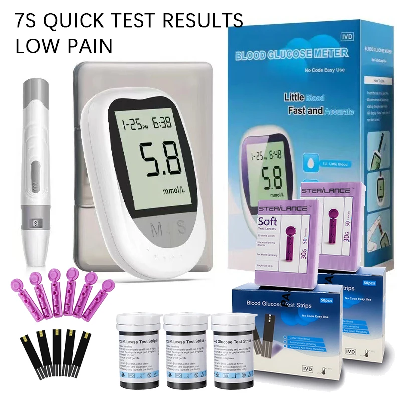 Blood Glucose Meter Blood Glucose Tester Medical High Blood Glucose Measuring Machine  50/100 Test Strips Lancets Diabetes