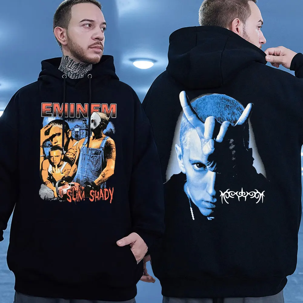 

Eminem Slim Shady Vintage Oversized Fit Rap Hoodies Fashion Men's Women's Hip Hop Hooded Sweatshirts Clothes Streetwear Pullover