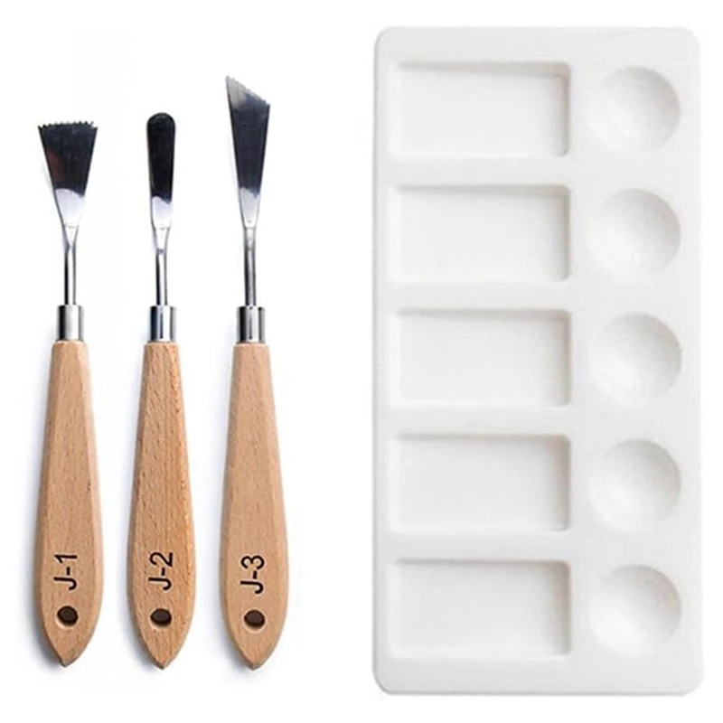 Oil Painting Tool 15-Piece Set Special-Shaped Scraper Palette Sponge Seal Wooden Tip Flat Round Water Chalk