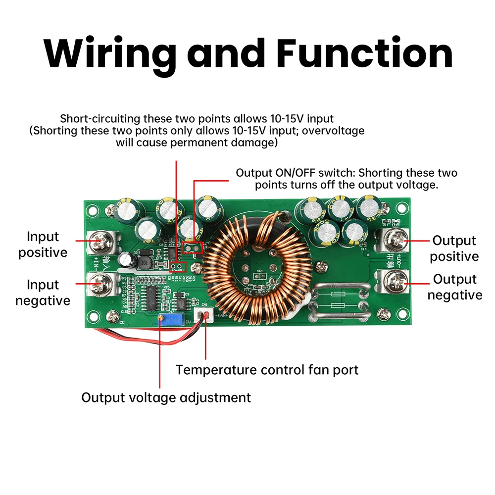 1500W 1200W DC-DC Buck Module Constant Voltage Adjustable Step-down Converter Synchronous Rectification High-Power Transformer