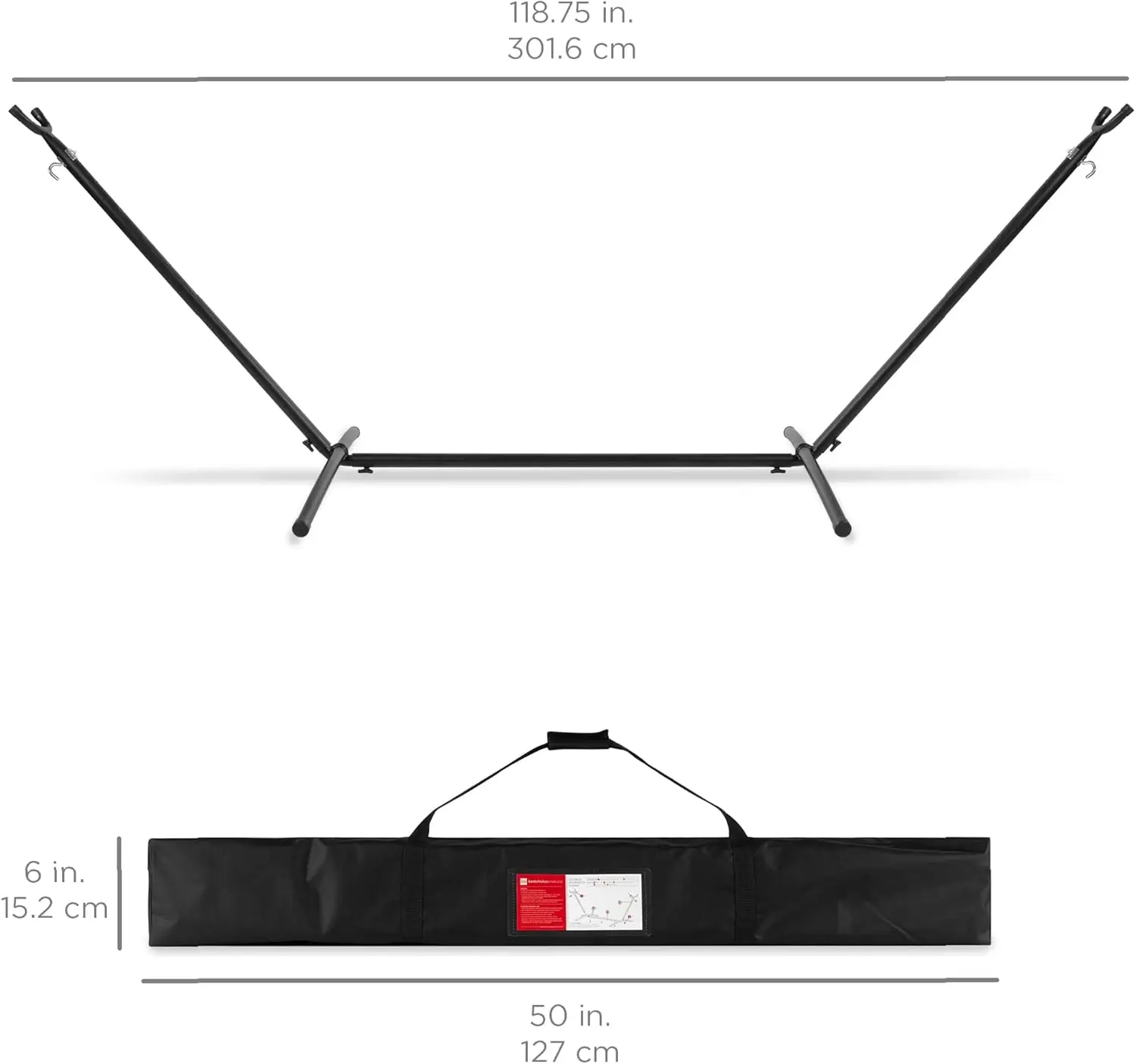 Hamaca con soporte de acero, cama de algodón de estilo brasileño para interiores y exteriores con bolsa de transporte, capacidad para 2 personas - Rayas azules/verdes