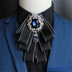 Pajarita de diamantes de imitación para hombre, accesorios de vestido de banquete de negocios, cuello de flores, pajarita de boda, regalos de moda para hombres
