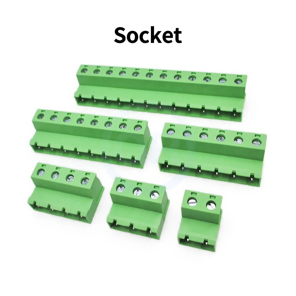 10 Sets KF 7.62mm Solderless Aerial Butt Plug-in Terminal Block 2EDGRK+2EDGK 15EDGRK+15EDGK 2~12Pin