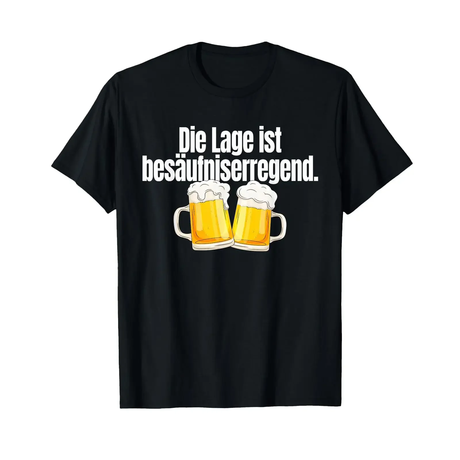 T Shirt with German Text Die Lage Ist Besäufniserregend Saufen Party Alcohol Beer vintage Washed Stretched Breathable homme