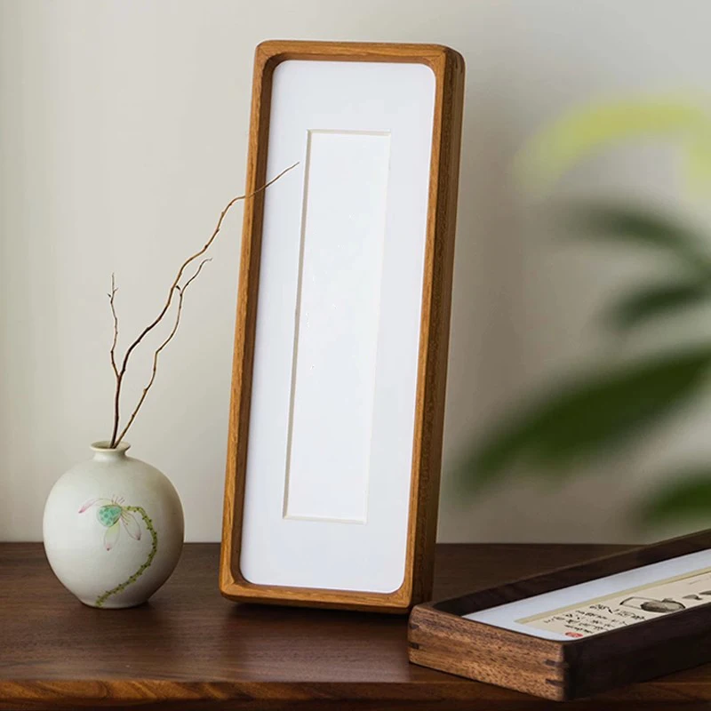 Walnut Solid Wood Long Photo Frame Elegant Desktop Display Frame for Photos and Artworks Home Decor