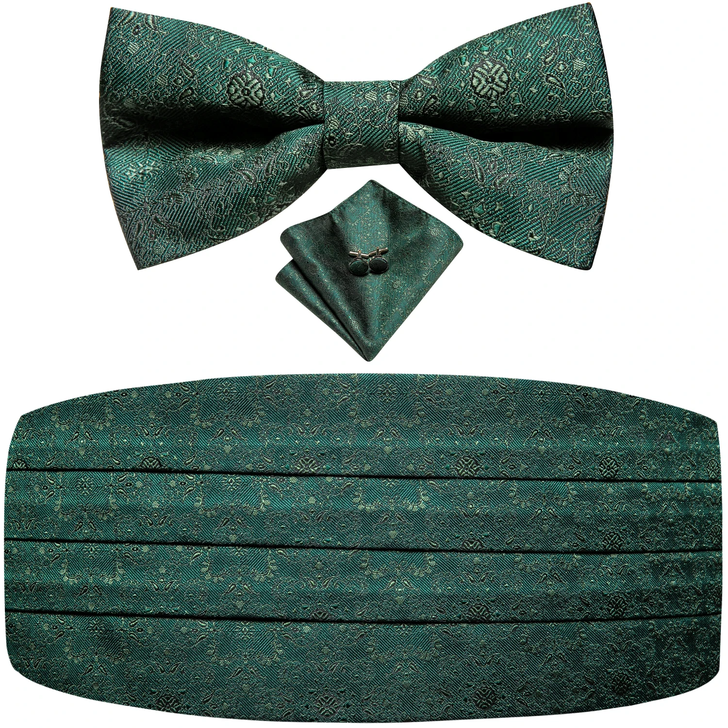 Hi-Tie Luxury Designer Solid Green Cummerbund Bow tie Set Formal Tuxedo Corset Elastic Belt for Men Wedding Cummerbunds