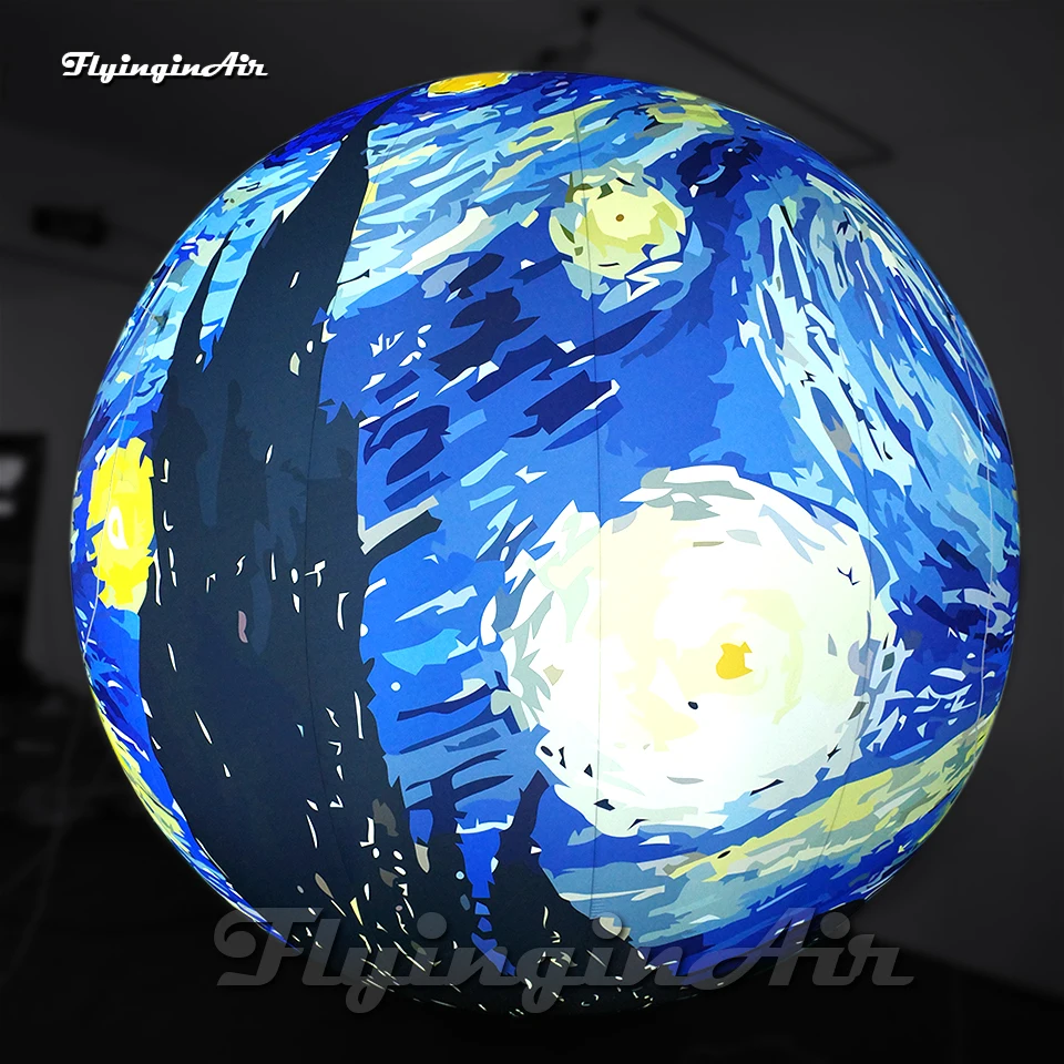 

Fantastic Hanging Balloon Large Inflatable Ball Huge Sphere Printed Van Gogh Oil Painting The Starry Night For Art Show