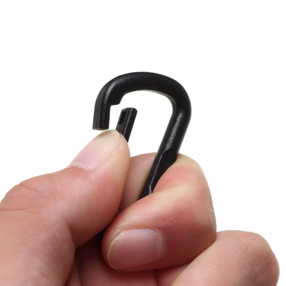 10pcs Black Plastic Nylon D Carabiner Outdoor Spring Snap Clip Water Bottle Hooks Keychain Climbing Camping Hiking Quickdraws