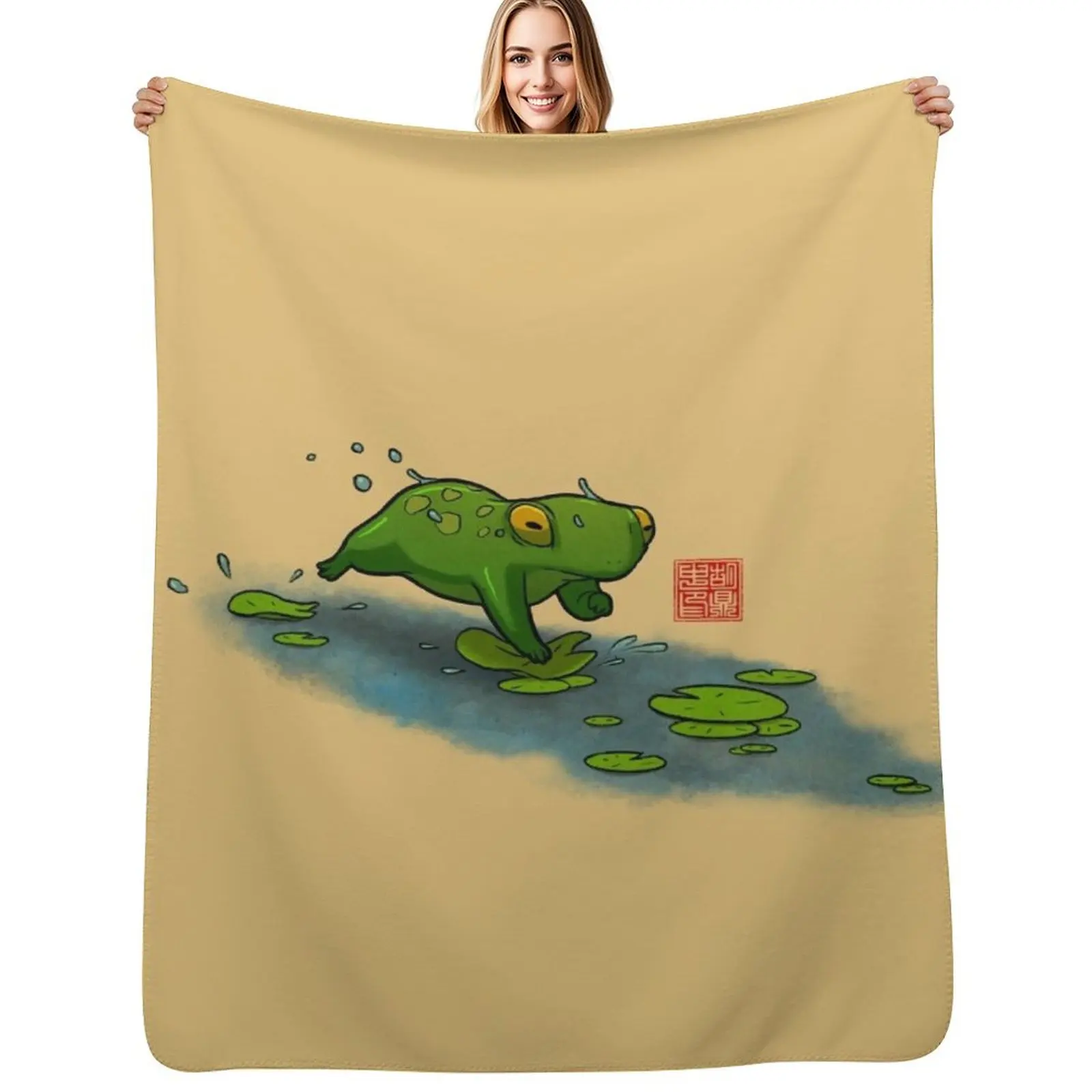 

frog cat lilypads Throw Blanket Decorative Soft Throw Blanket for Couch Sofa