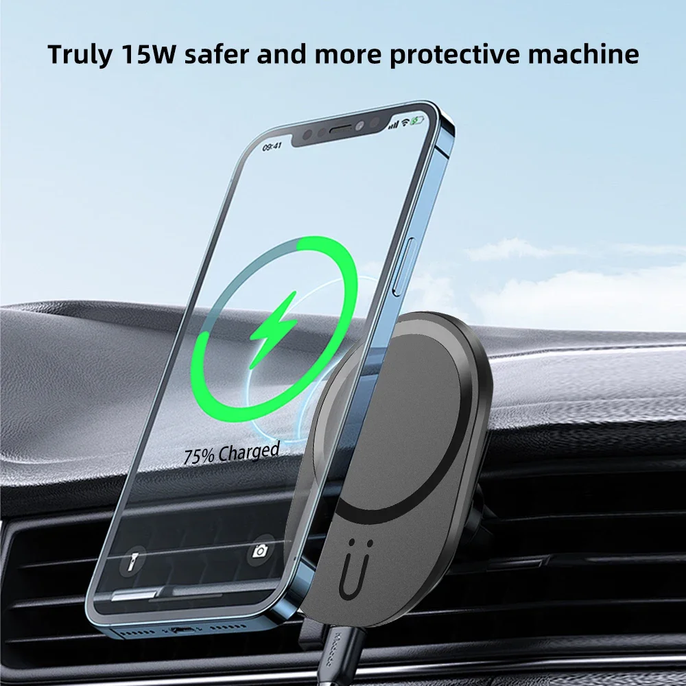 Mini Magnetic Wireless Car Charger Air Vent Phone Holder Stand For Magsafe iPhone 16 15 14 13 12 Pro Max Fast Charging Station