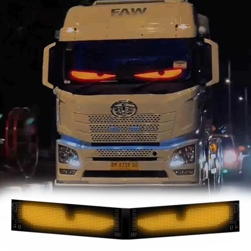 

Truck Car Devil Eye LED Pixel Panel Light Remote Control Soft Foldable Lighting Scrolling For Board Windshield 12V 24V