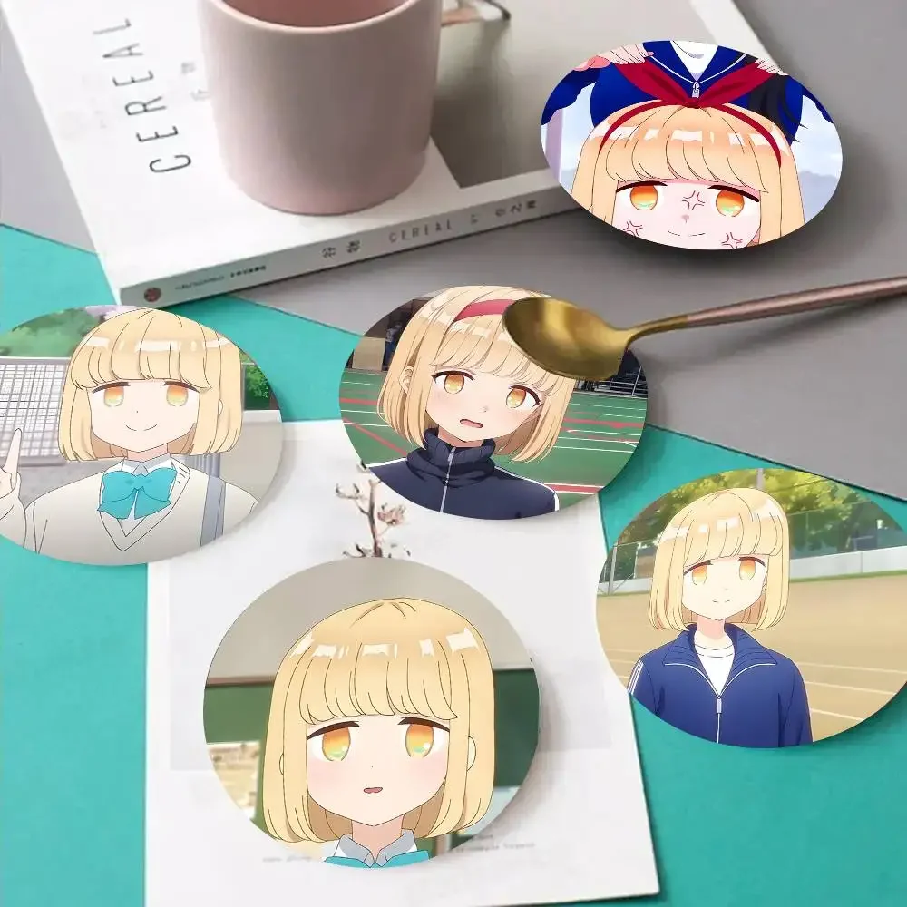 1pc Yui Hachimitsu Anime Characters Wooden Coaster Colour Printing Cup Mat Home Desk Decoration Gifts