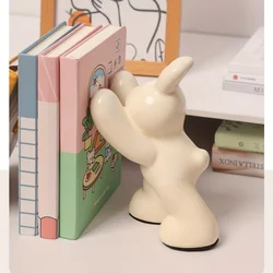 Heavy Duty Non-Slip Rabbit Bookends for Home Decor and School Supplies - Cream Wind Rabbit Bookcase for Living Room