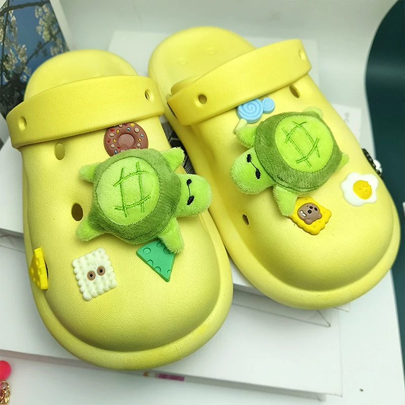 Fashion Kawaii Green Turtle Plush Shoe Decorations Accessories Charms For Sandals Shoe Charms Gift Idea For Birthday