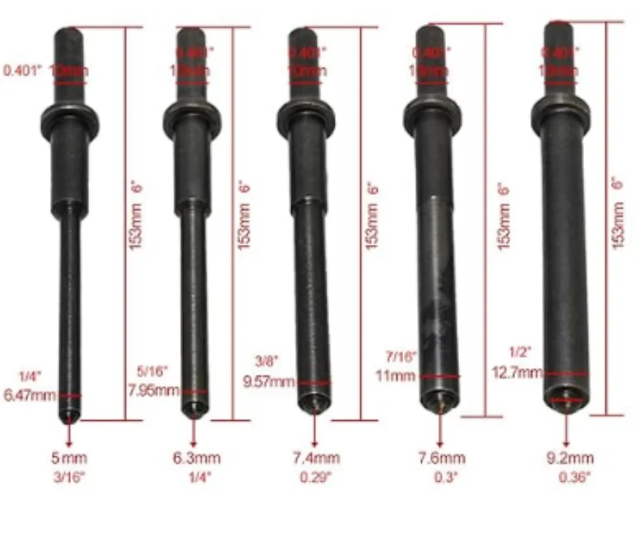 

Pneumatic needle Roller punch sets 3/16 to 1/2 pneumatic pilot punch 401 air hammer pin needle roller compatible
