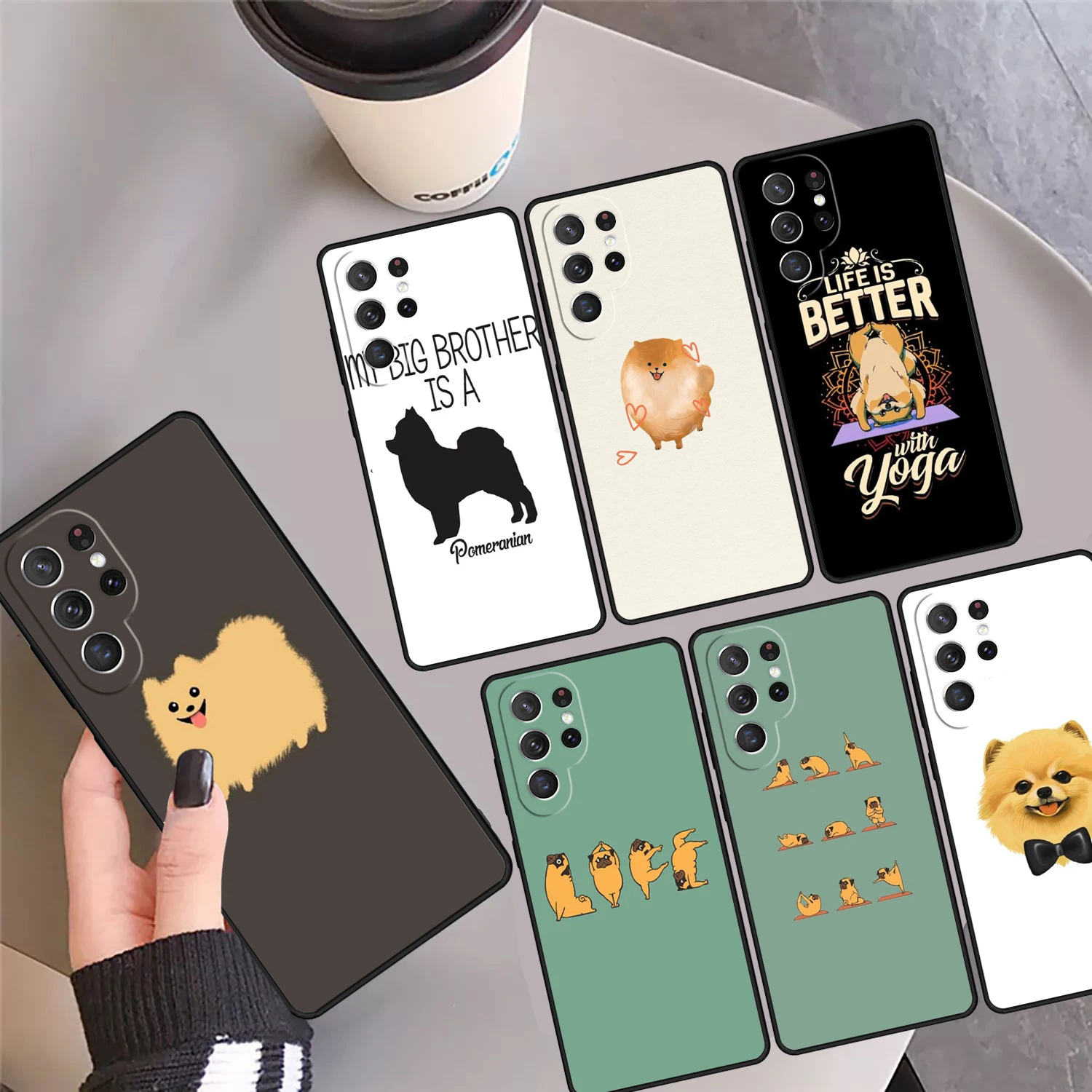 Pomeranian Dog Yoga Phone Case Cover Coque For Samsung Galaxy S24 Ultra 23 S22 Plus S21 FE S20 S8 S9 S10 Note 10 Pro Note 20