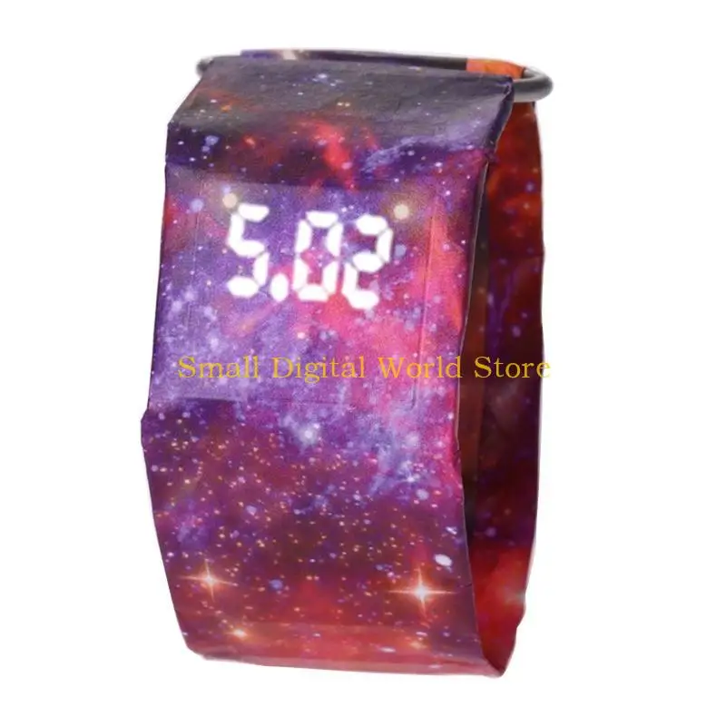 77UB Novelty Paper Band Wristwatch for Men Women Teens Breathable Led Digital Watch Skin-friendly Durable Tear Resist Watch