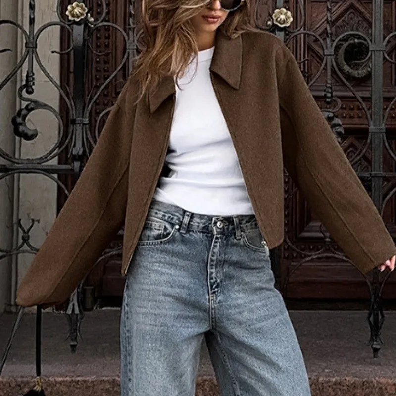 American Jacket Relaxed Oversized Cropped Jacket Lapel Retro Lightweight Jacket Minimalist Functional All-Season Jackets