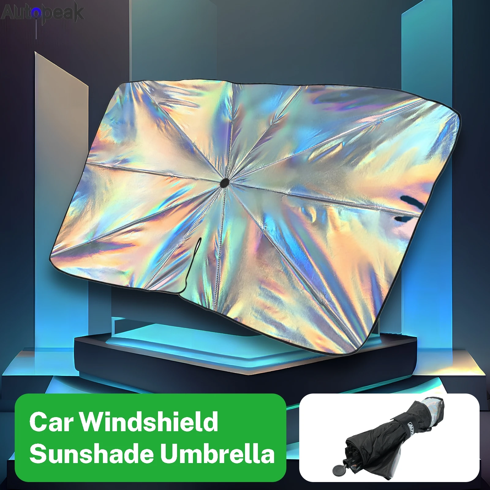 

Foldable Car Umbrella Windshield Sun Shade Cover Iridescent UV Block Front Window Sunshade Heat Protection Universal Accessories