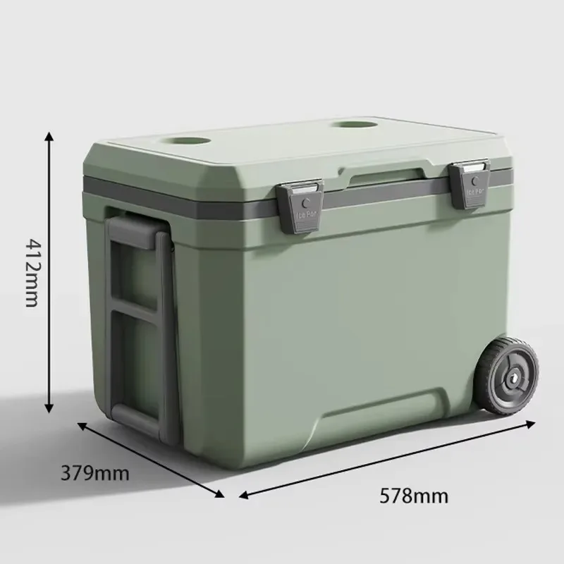 

45L Portable Wheeled Cooler Box Waterproof Outdoor Camping Incubator Fresh-keeping Refrigerator PP Material Food Storage HSI