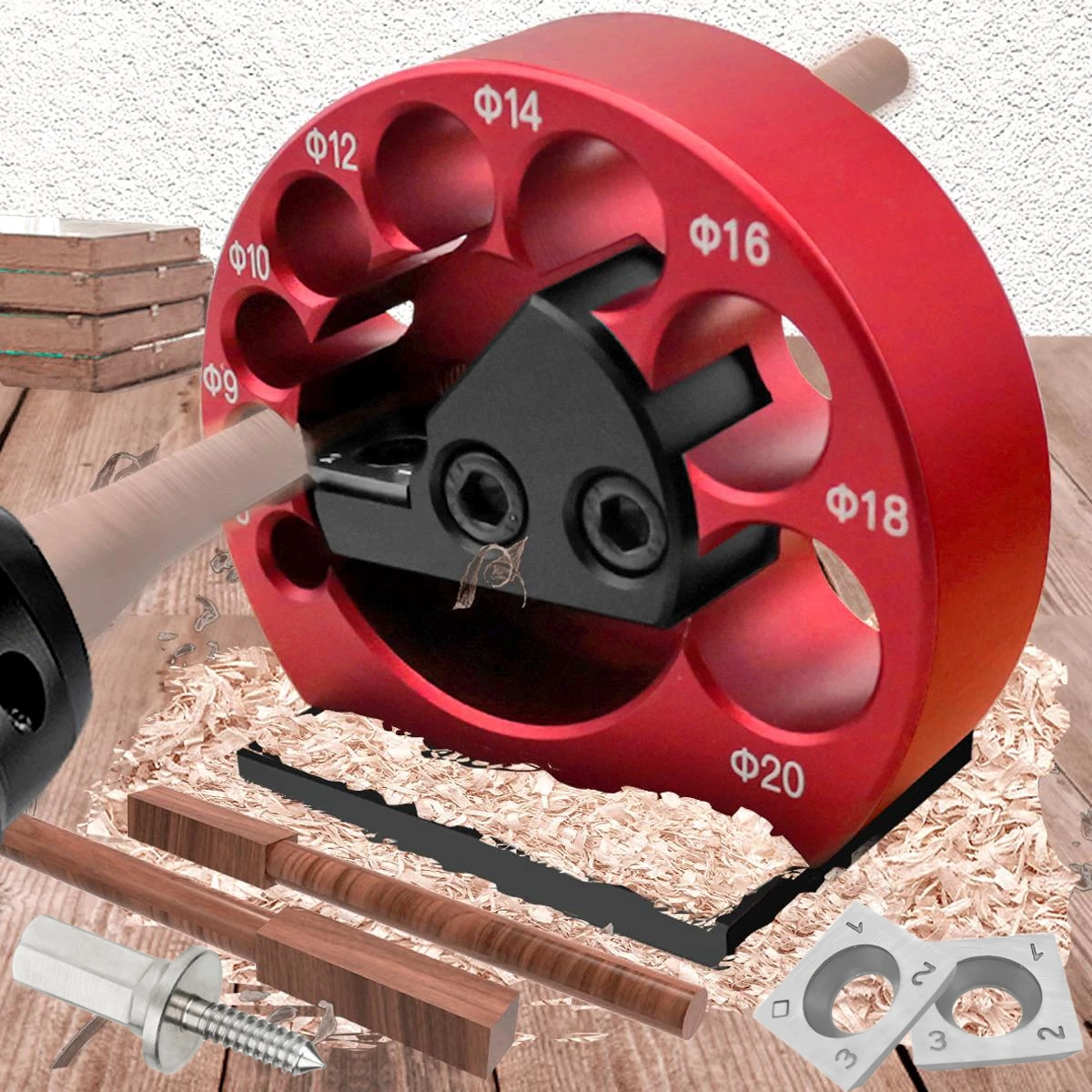 8-Holes Dowel Maker Jig Kit 8mm-20mm with Carbide Blades Woodworking Electric Drill Milling Round Rod Auxiliary Tool