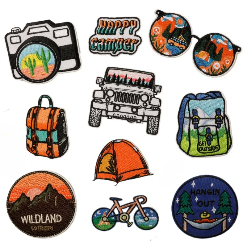 

30pcs/Lot Luxury Embroidery Patch Camping Jeep Tent Camera Bike Hat Shirt Bag Clothing Decoration Accessory Craft Diy Applique