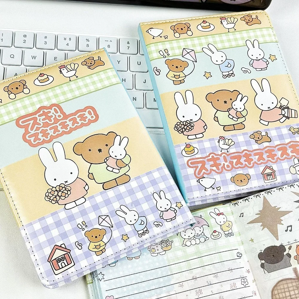 Miffy Rabbit Collage Notebook Cute Painted Leather Cover Full Color Inner Pages Student Journal Diary Hand Account Book Gift Toy view 3
