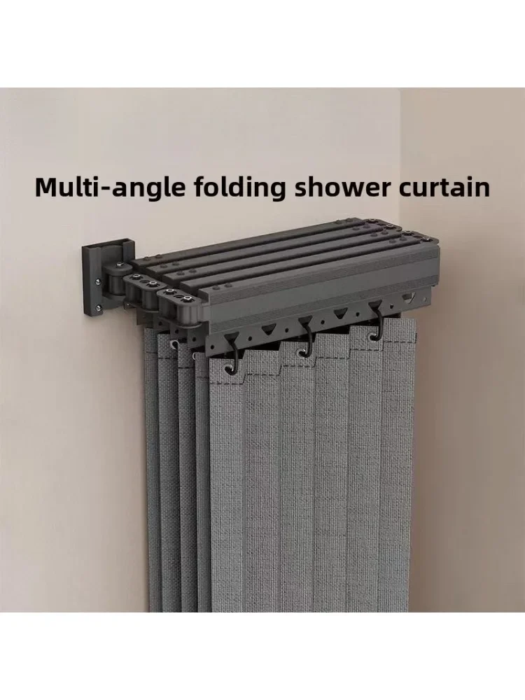 Ensemble de rideaux de douche à tige pliable, cloison de salle de bain Invisible, étanche, poinçonnage de toilettes, séparation de douche sèche et humide de haute qualité