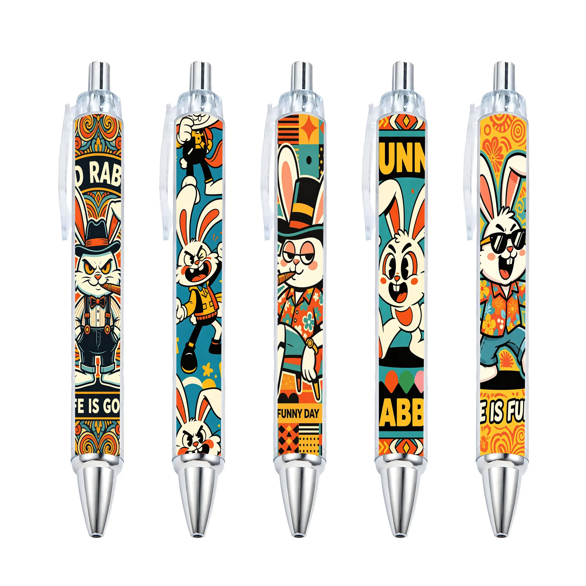 

10pcs Creative Rabbit Shaped Ballpoint Pen Double sided Pattern Rabbit Animal Shaped Pen Daily Office Signature Pen