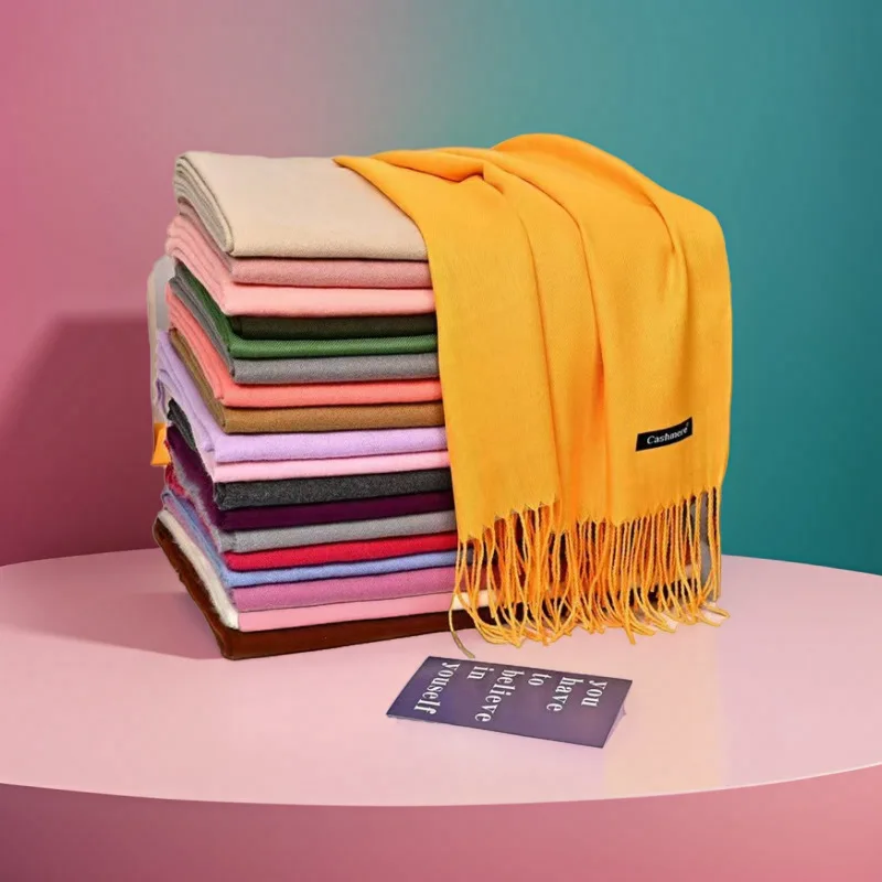 

Luxury Solid Winter Scarf Women Pashmina Shawls Soft Scarves Wraps Cashmere Feel Blanket Warm Stoles for Lady Outdoor Bufanda