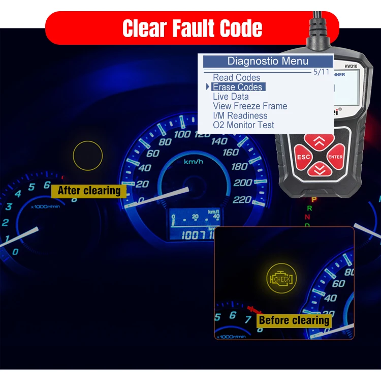 2026 KONNWEI KW310 OBD2 Car Scanner Reader Oil Lamp Reset Service Multiple Languages Portable Diagnostic Tools