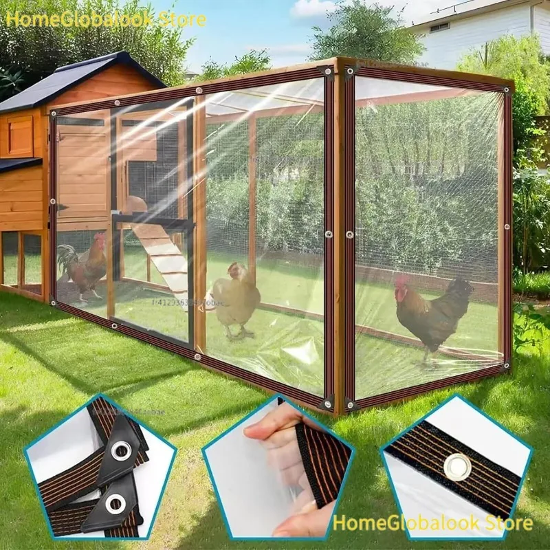 2X2M Klare Wasserdichte Transparente Polyplanenabdeckung, Robuste Reißfeste Plane Ausgestattet Mit Rostfreien Metallösen, Wetterbeständige Schutzplane Für Terrasse, Garten, Hühnerstall, Pflanzenschutz