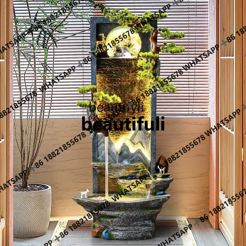 New Chinese-style living room rockery flowing water ornament circulating water landscape decoration balcony water curtain wall