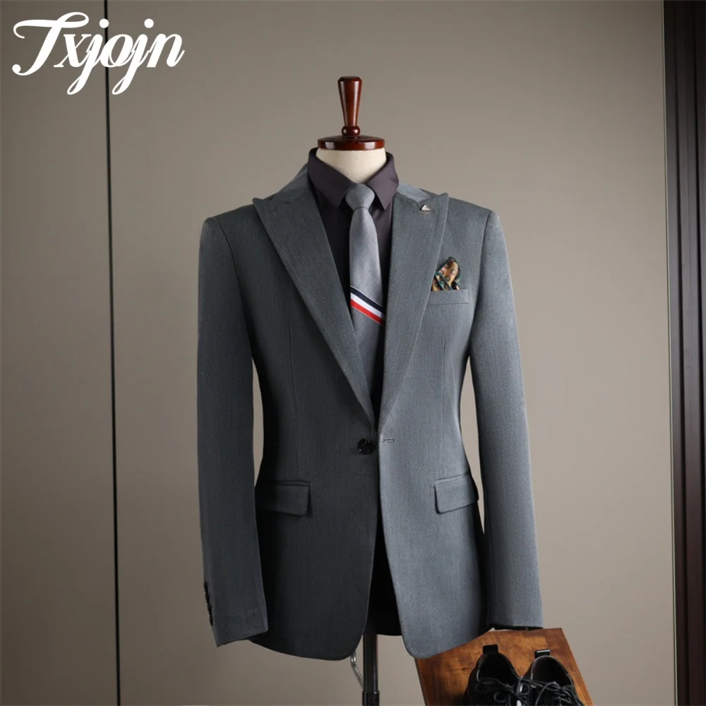 High Quality Single Button Suit Jacket For Wedding 2025 Formal Peak Lapel Men Suit Classic Slim Suit For Groom Suit Customized