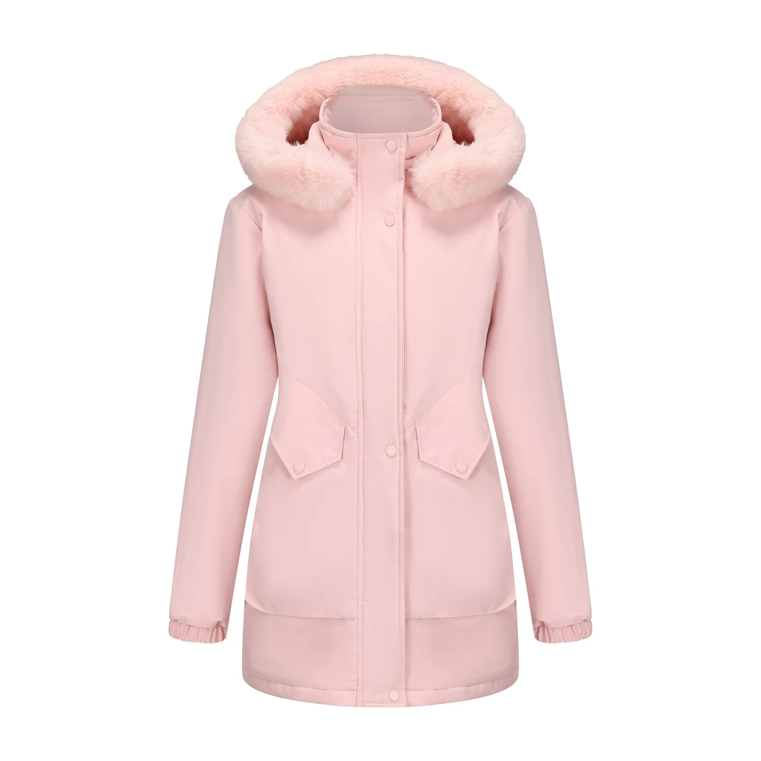 Vêtements décontractés à manches longues et col roulé, avec poches zippées, couleur unie, coupe cintrée, rembourrés en coton, 6 couleurs, mode automne/hiver