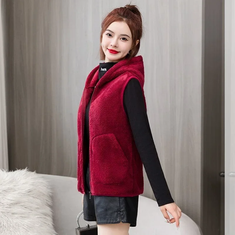 

Versatile Unisex Fleece Lined Hooded Vest Lightweight Outdoor Hiking Jacket with Reflective Strips​