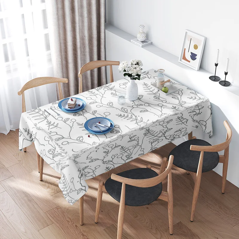 Stylish Printed Tablecloth Floral Pattern Rectangular Dining Cover Home Decor Soft Matte Fabric Easy Washable Table Linens for K