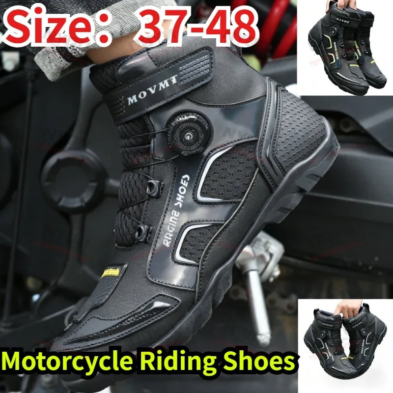 

Men Motorcycle Riding Shoes,Breathable Leather Slip-On Ankle Boots,Casual Comfortable for Urban Cycling Outdoor Sports