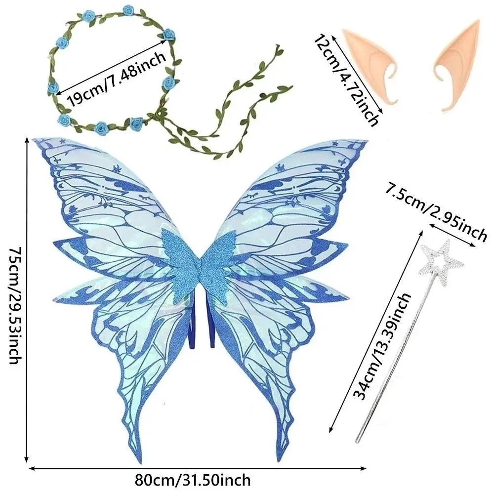 Creative Fairy Butterfly Wings Lightweight Fluttering Wings Fairy Costume Wing Set Sparkling Durable Dress Up Wings Set