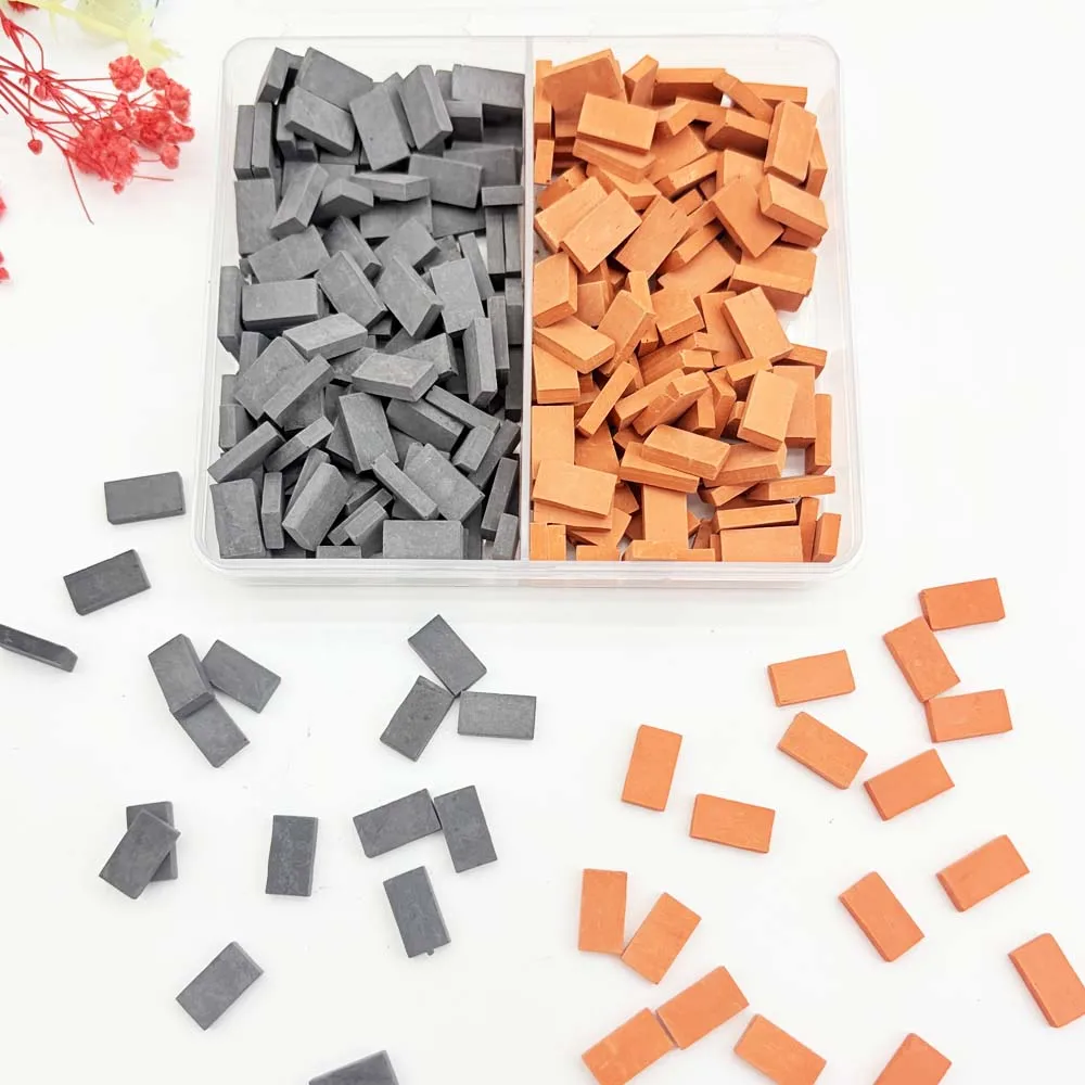 1Box 300Pieces 1:35 Scale Mini Bricks gray orange For Landscaping Miniature Bricks Brick Wall Small Bricks For Dollhouse Garden