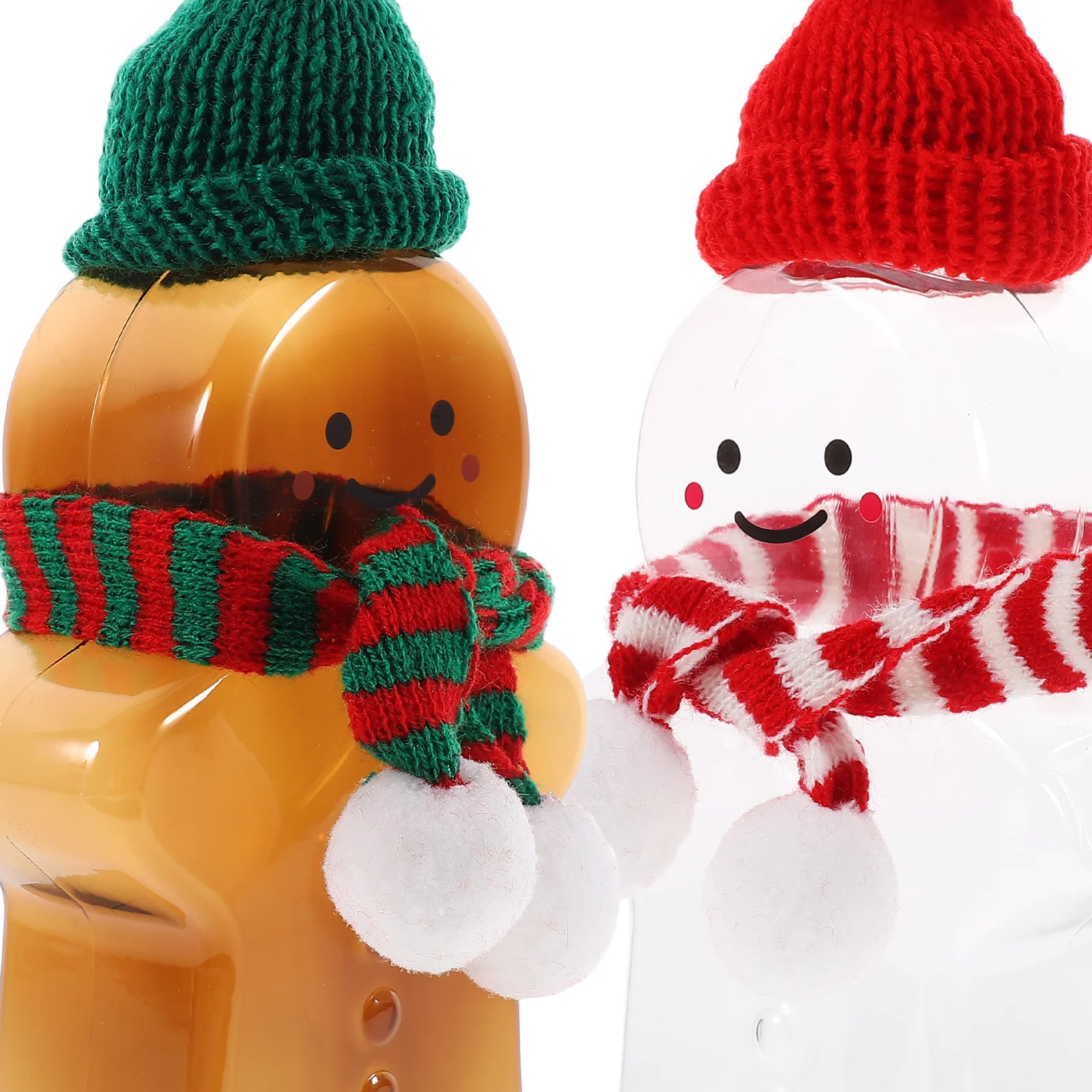 

2 Sets Creative Christmas Gingerbread Man Juice Bottles Plastic Candy Jars With Lids For Party Favors Cookie Storage Container