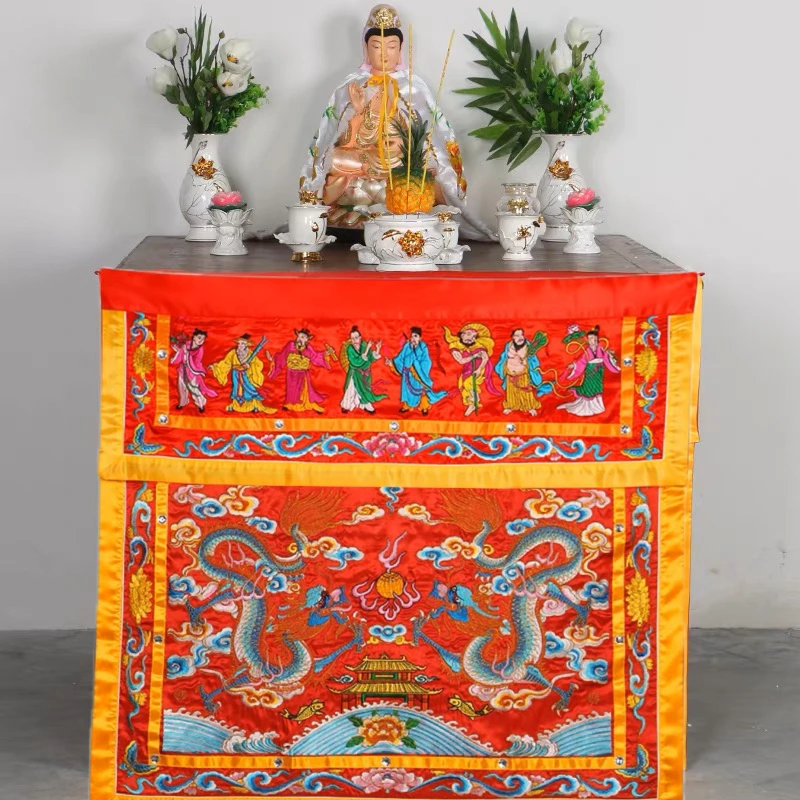

Buddhist Taoism HOME Temple Worship Gods Buddha 8 gods immortals Auspicious Dragons Embroidery Altar table enclosure Curtain