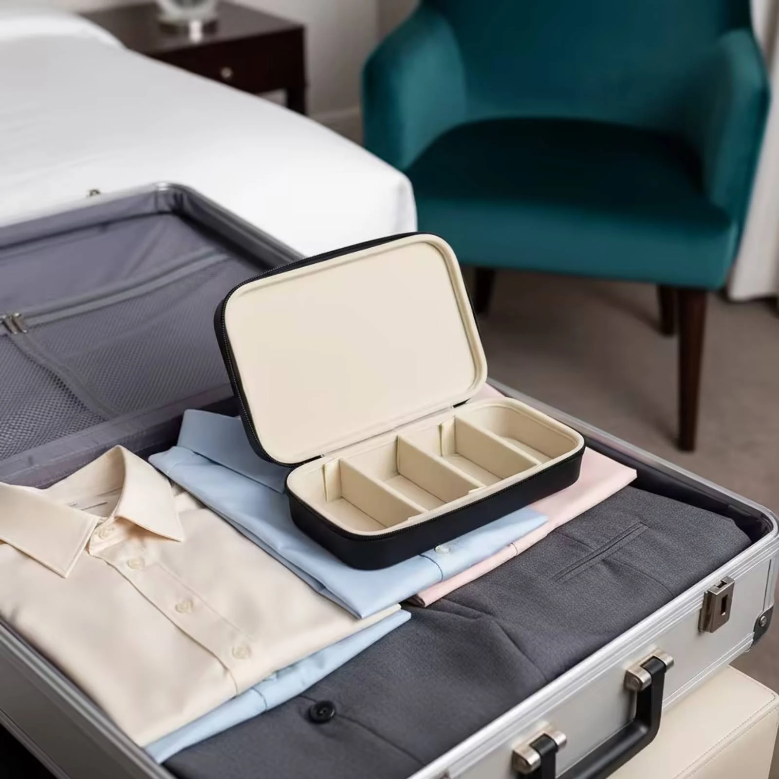 Eyeglasses Storage Case Lightweight Glasses Case with Dividers Sunglasses Organizer Wear-Resistant Glasses Storage Box Compact