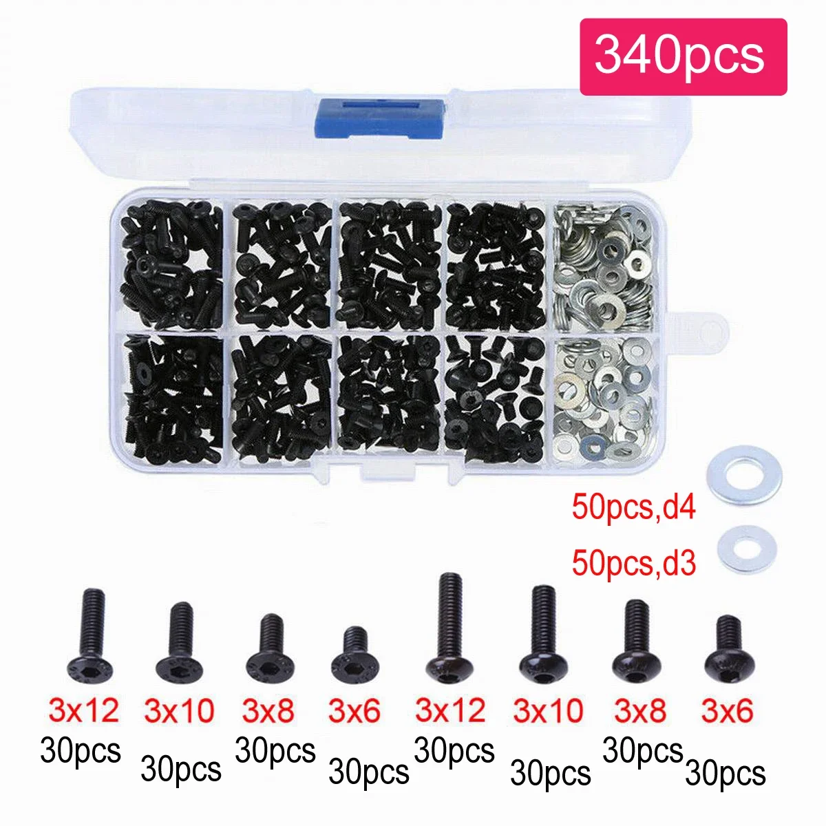 Screws Box Set for 1/8 1/10 HSP Traxxas Trx4 Tamiya HPI Kyosho D90 SCX10 Remote Control RC Car Parts Repair Tool