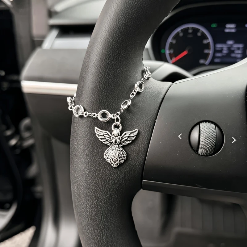 1Guardian Angel Pendant Car Interior Decoration Charm Wings Car Steering Wheel Chain